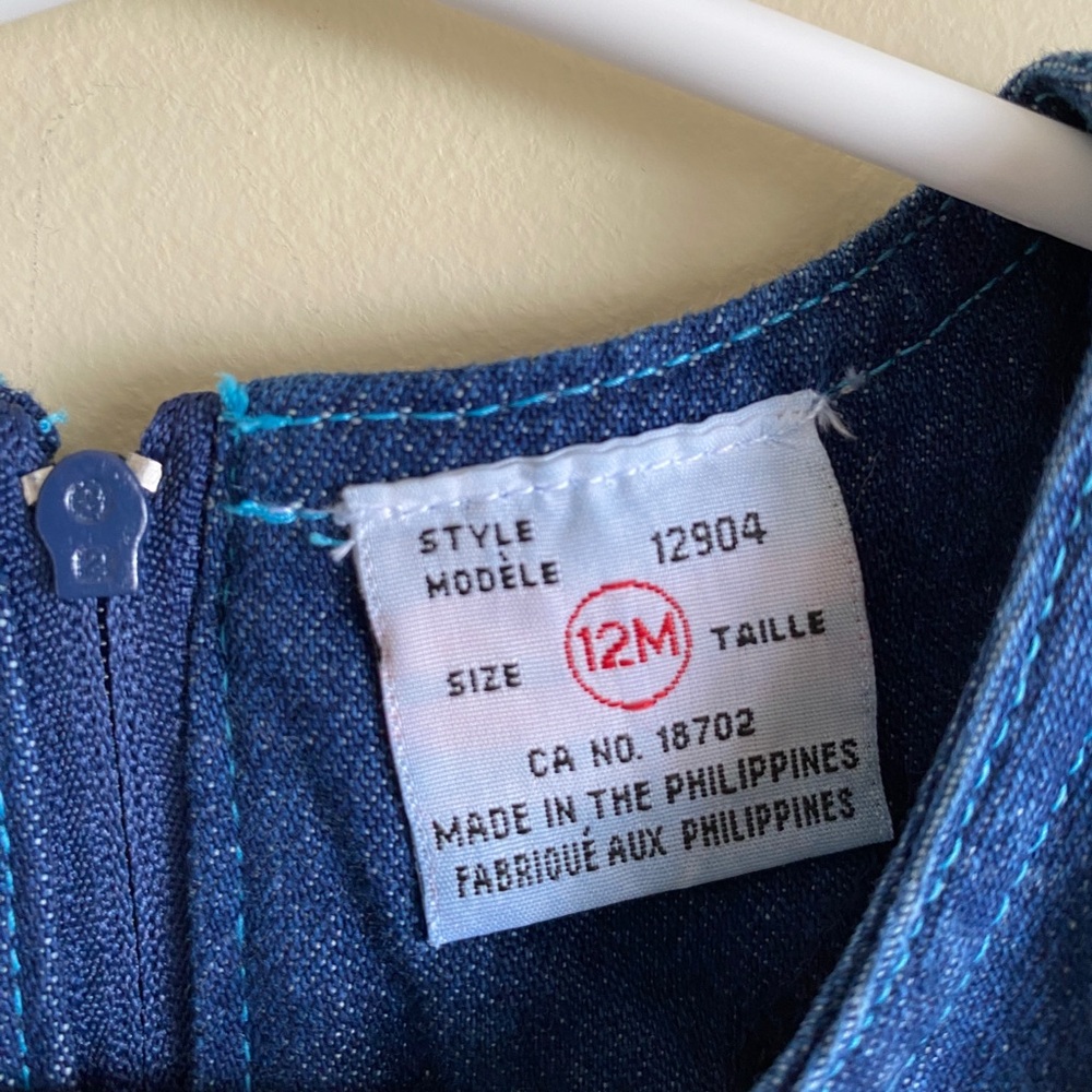 Y2K Denim Sleeveless Dress w/ Embroidered Heart Flower - Picture 4 of 4